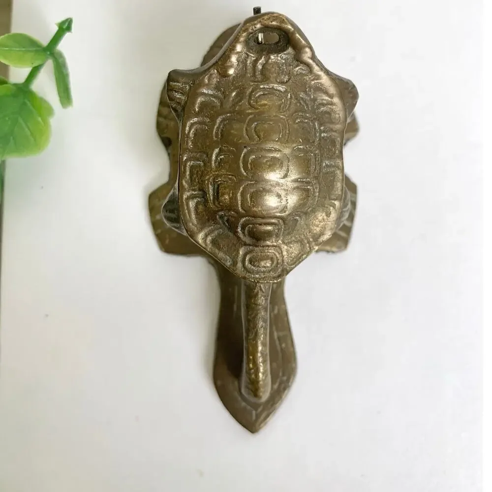 Vintage Brass Turtle Wall Clip Key Photo Hanger Coastal Animal Decor Mid Century